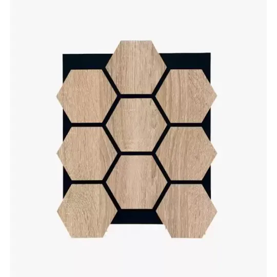 Hexagon Akustik Duvar Paneli 65x80cm Beyaz Ahşap